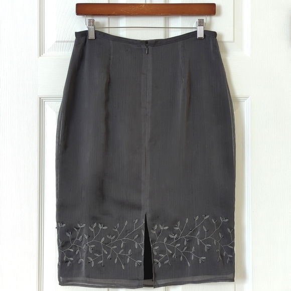 Express 90's Vintage Vine Embroidered & Beaded Straight Knee Length Skirt 9/10 - Picture 6 of 11